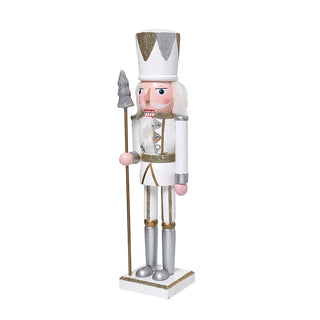 ZHT910B Cascanueces Guardia Blanco Frost, Plata y Oro 38 cm.