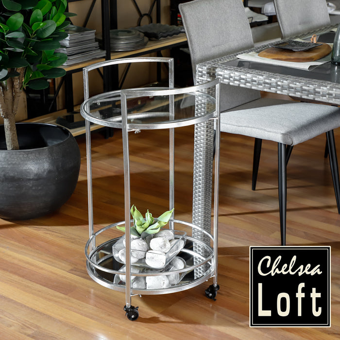 FT021P Carrito De Servicio Dos Niveles Plata (L)47X(P)46X(A)77.5 Cm.