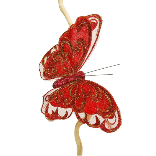 DYT2325 Mariposa Doble Ala Roja 18.5 cm.