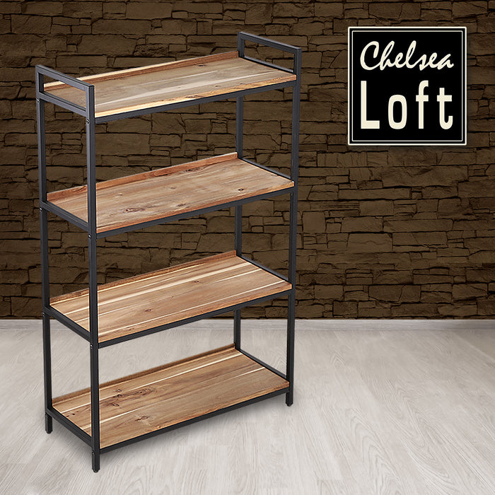 CL2057 Estanteria Metálica Madera De Acacia De 4 Niveles 32(P)X82(L)X1 —  Chelsea Loft