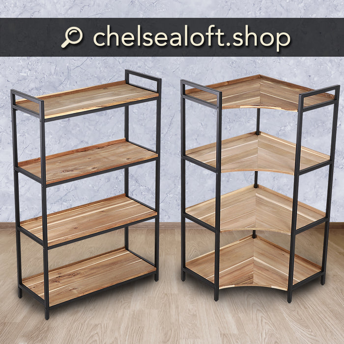 CL2057 Estanteria Metálica Madera De Acacia De 4 Niveles 32(P)X82(L)X1 —  Chelsea Loft