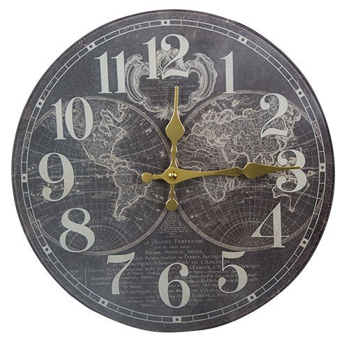 FM195 Reloj Mapa Mundo Vidrio 30 cm
