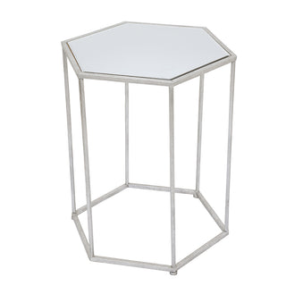 FT035P-2  Mesa Lateral Hexagonal Plata Grande 44.5cm.(L) x51cm.(P) x61cm.(A)