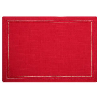HA2341O Individual Rojo c/Lineas Oro y Plata Reversible 35x50 cm.