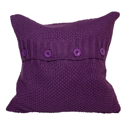 LE108MB Cojín Tejido Sweater c/Botones Morado 40 cm. Relleno plumas