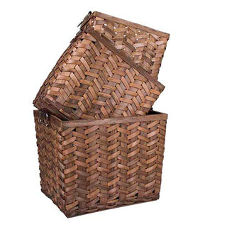 LX142G  Cesto Grande Madera Trenzada 43x34x34 cm .