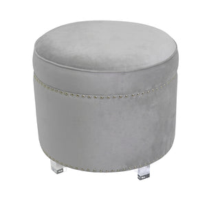 MGA6027  Taburete/Baul Khalifa Tachoneado Gris Perla 50(L)X50(P)X46(A) Cm