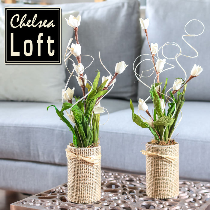 VI291N     Arreglo Yute Flores Natural 33 cm .
