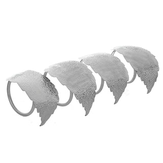 RH0425P Set 4 Servilleteros Hoja Martelinada Plata 9 Cm.