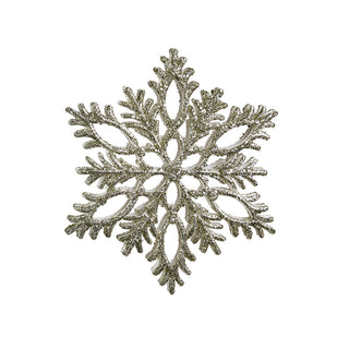 RH0679 Ornamento Copo De nieve Blanco y Champaña 13 Cm.