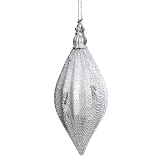 RH1067P Esfera Alargada Malla Plata 15 Cm.