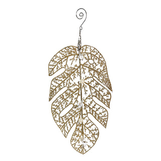 RH1608 Ornamento Hoja Filigrana Champaña 30 Cm.