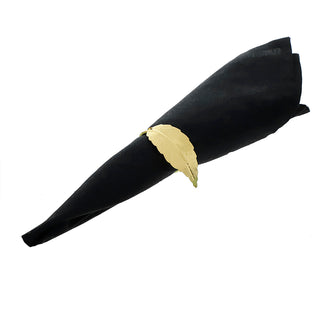 RH9687O Set 4 Servilleros Hoja Ovalada Oro 7 Cm.