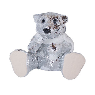 RJL1936  Oso Lentejuela Plata 24 cm.