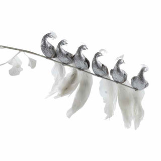 SHA692P Set 6 Pájaros Pavorreal Plata Con Clip 28(D) Cm.