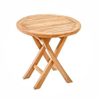 TGF057 Mesa Lateral Redonda Plegable de Teca Fina 50cm.(L) x50cm.(F) x50cm.(A).
