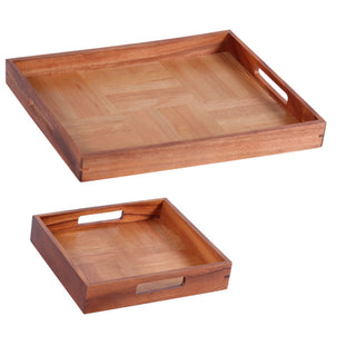 TL001CC Charola Marquetería Cuadrada De Madera Acacia 29(D)x5(A) cm.