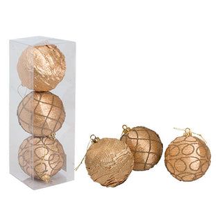 WZ5029  Set 3 Esferas Vestido  Oro 10 cm.