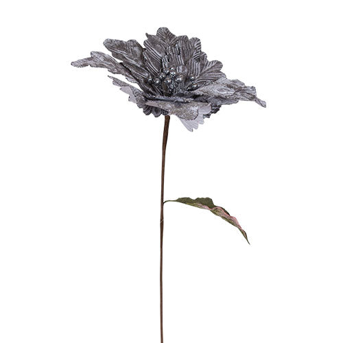XH336G Gran Flor Terciopelo Gris/Plata 35 x 70 cm