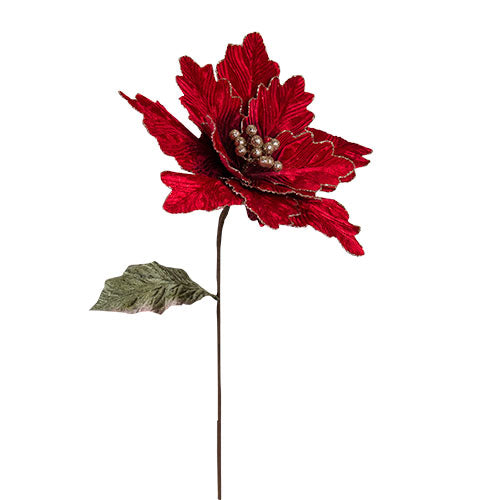 XH336R Gran Flor Terciopelo Rojo/Oro 35 x 70 cm.