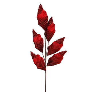 YS2254 Rama Hojas Rojo Con Pedrería 76 Cm.